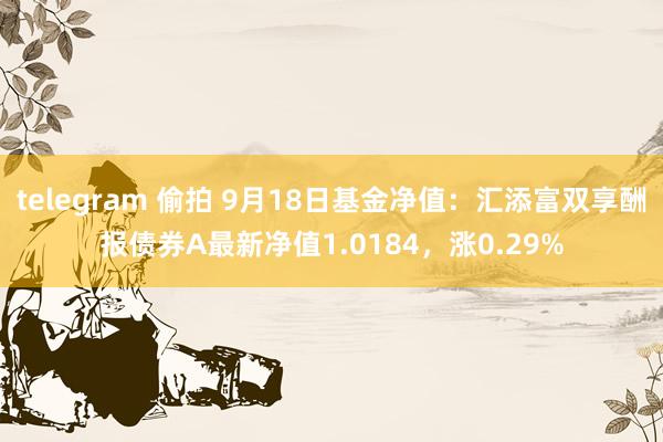 telegram 偷拍 9月18日基金净值：汇添富双享酬报债券A最新净值1.0184，涨0.29%