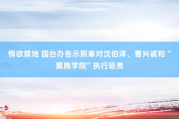 情欲禁地 国台办告示照章对沈伯洋、曹兴诚和“黑熊学院”执行惩责