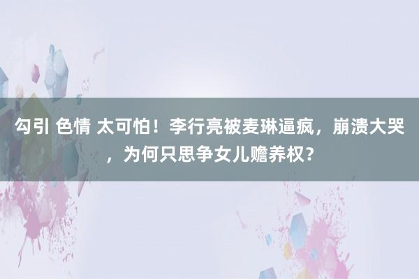 勾引 色情 太可怕！李行亮被麦琳逼疯，崩溃大哭，为何只思争女儿赡养权？