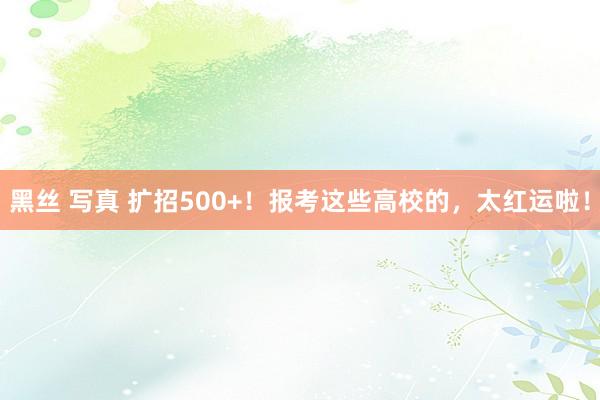 黑丝 写真 扩招500+！报考这些高校的，太红运啦！
