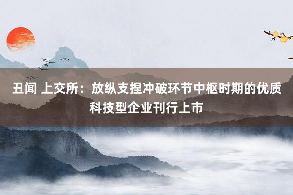 丑闻 上交所：放纵支捏冲破环节中枢时期的优质科技型企业刊行上市