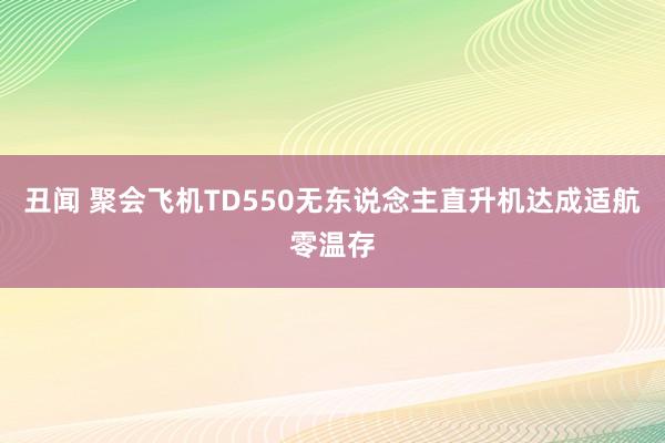 丑闻 聚会飞机TD550无东说念主直升机达成适航零温存