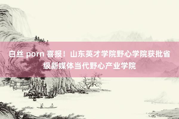 白丝 porn 喜报！山东英才学院野心学院获批省级新媒体当代野心产业学院