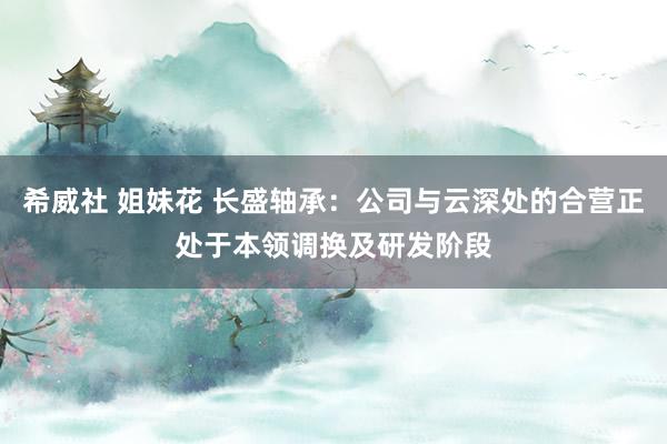 希威社 姐妹花 长盛轴承：公司与云深处的合营正处于本领调换及研发阶段