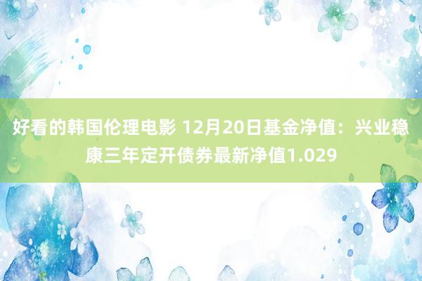 好看的韩国伦理电影 12月20日基金净值：兴业稳康三年定开债券最新净值1.029