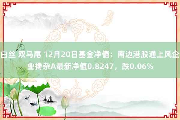 白丝 双马尾 12月20日基金净值：南边港股通上风企业搀杂A最新净值0.8247，跌0.06%