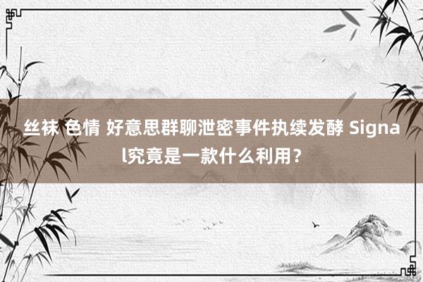 丝袜 色情 好意思群聊泄密事件执续发酵 Signal究竟是一款什么利用？