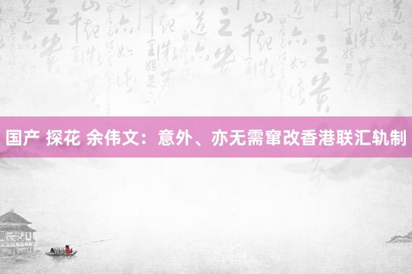 国产 探花 余伟文：意外、亦无需窜改香港联汇轨制