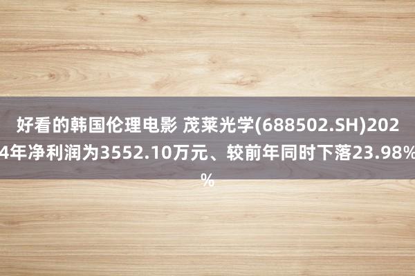 好看的韩国伦理电影 茂莱光学(688502.SH)2024年净利润为3552.10万元、较前年同时下落23.98%