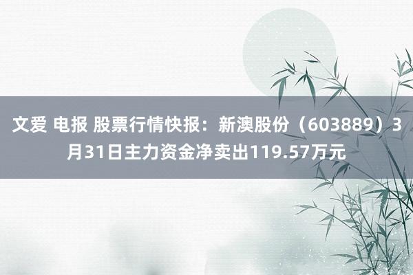 文爱 电报 股票行情快报：新澳股份（603889）3月31日主力资金净卖出119.57万元