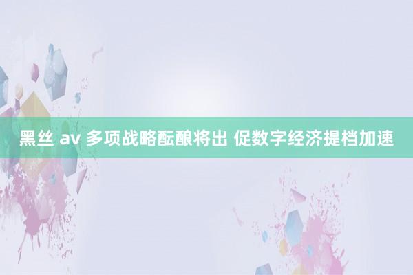 黑丝 av 多项战略酝酿将出 促数字经济提档加速
