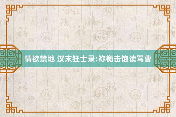 情欲禁地 汉末狂士录:祢衡击饱读骂曹