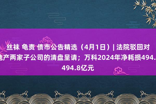 丝袜 龟责 债市公告精选（4月1日）| 法院驳回对富力地产两家子公司的清盘呈请；万科2024年净耗损494.8亿元