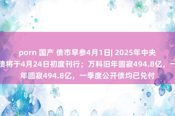 porn 国产 债市早参4月1日| 2025年中央金融机构注资卓越国债将于4月24日初度刊行；万科旧年圆寂494.8亿，一季度公开债均已兑付