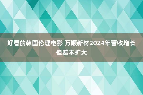 好看的韩国伦理电影 万顺新材2024年营收增长但赔本扩大