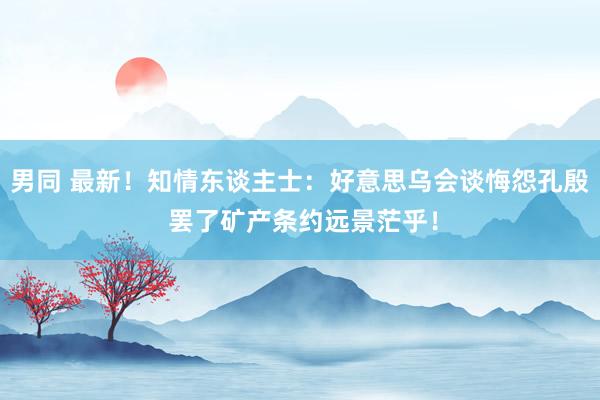 男同 最新！知情东谈主士：好意思乌会谈悔怨孔殷 罢了矿产条约远景茫乎！