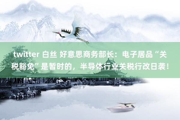 twitter 白丝 好意思商务部长：电子居品“关税豁免”是暂时的，半导体行业关税行改日袭！