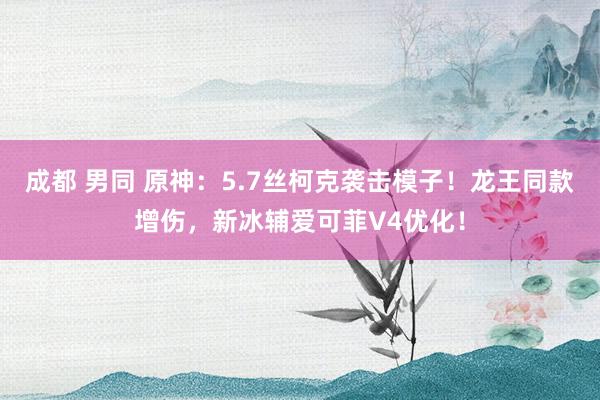 成都 男同 原神：5.7丝柯克袭击模子！龙王同款增伤，新冰辅爱可菲V4优化！