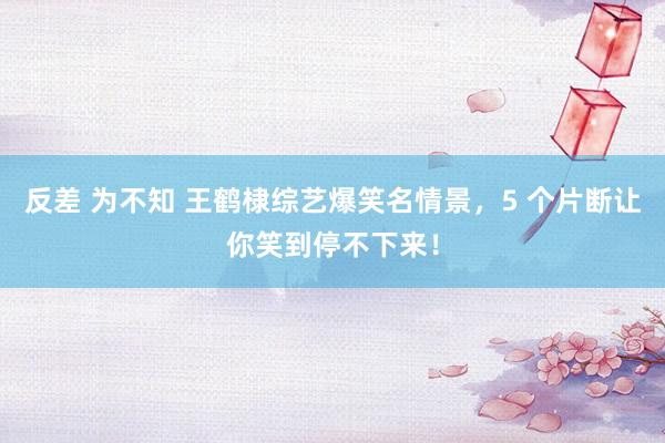 反差 为不知 王鹤棣综艺爆笑名情景，5 个片断让你笑到停不下来！