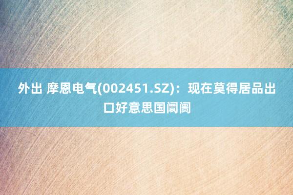 外出 摩恩电气(002451.SZ)：现在莫得居品出口好意思国阛阓