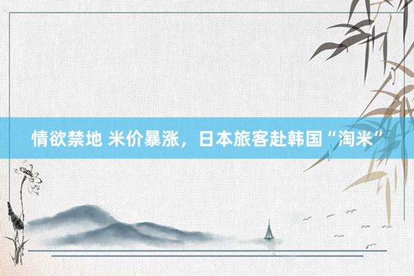 情欲禁地 米价暴涨，日本旅客赴韩国“淘米”