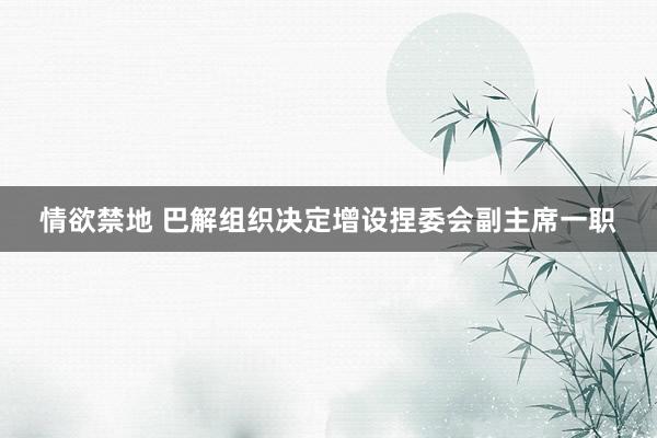 情欲禁地 巴解组织决定增设捏委会副主席一职