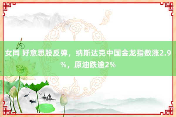 女同 好意思股反弹，纳斯达克中国金龙指数涨2.9%，原油跌逾2%
