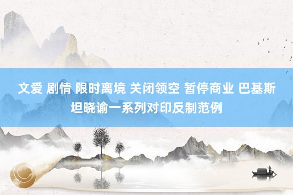 文爱 剧情 限时离境 关闭领空 暂停商业 巴基斯坦晓谕一系列对印反制范例