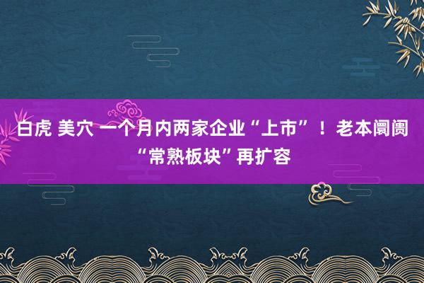 白虎 美穴 一个月内两家企业“上市” ！老本阛阓“常熟板块”再扩容
